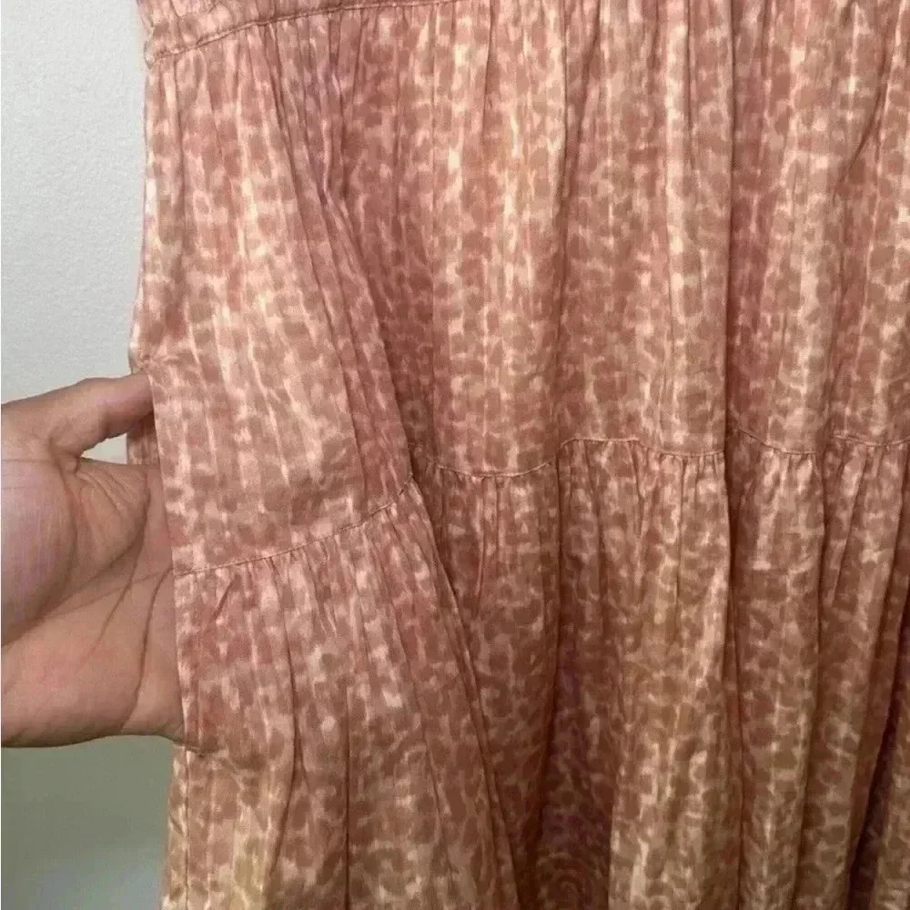 Ulla Johnson Mariana cotton Leopard Print Dress Sz 10 Summer Cocktail peach sun - Picture 8 of 9